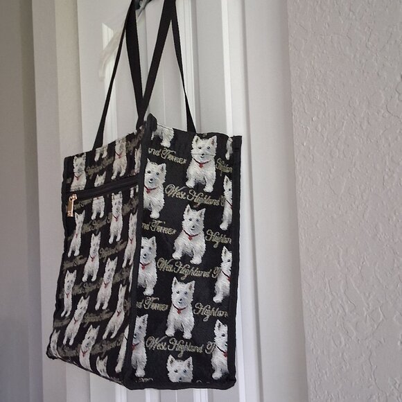 Signare Art of Tapestry West Highland White Terrier Shopping Tote Bag - Picture 6 of 16